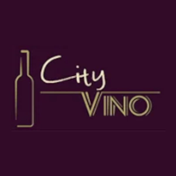 Wine bottle and the words, City Vino